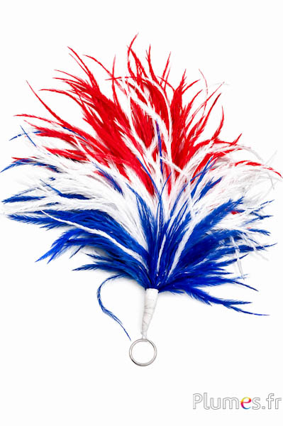 Pennacchio struzzo con anello - alt. 18 cm - blu-bianco-rosso